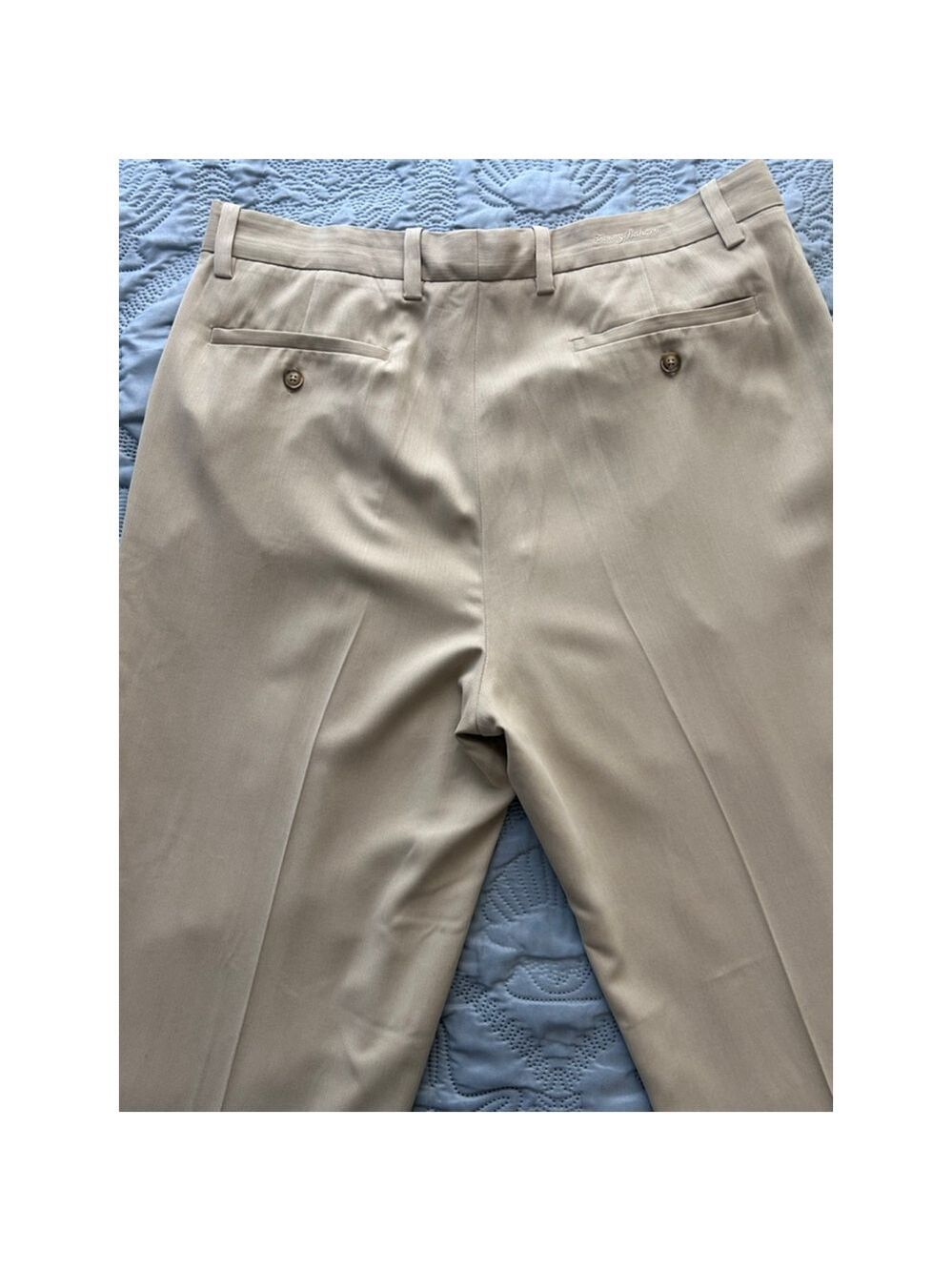 Tommy Bahama 100% Silk Pleated Dress Pants Beige 36 Herringbone - Picture 5 of 10